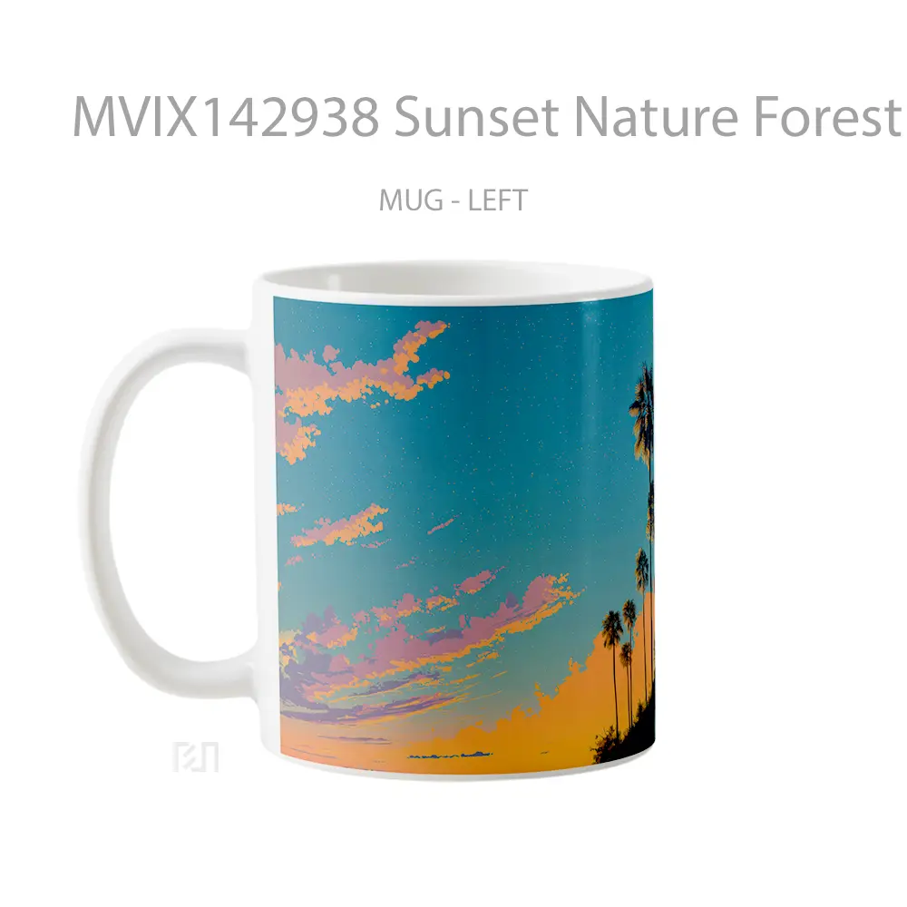 Mug Sunset Nature Forest Scenery Digital Art Gelas Pemandangan Alam - All-side / Desain