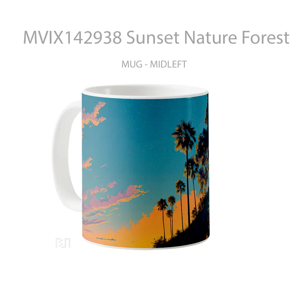 Mug Sunset Nature Forest Scenery Digital Art Gelas Pemandangan Alam - All-side / Desain
