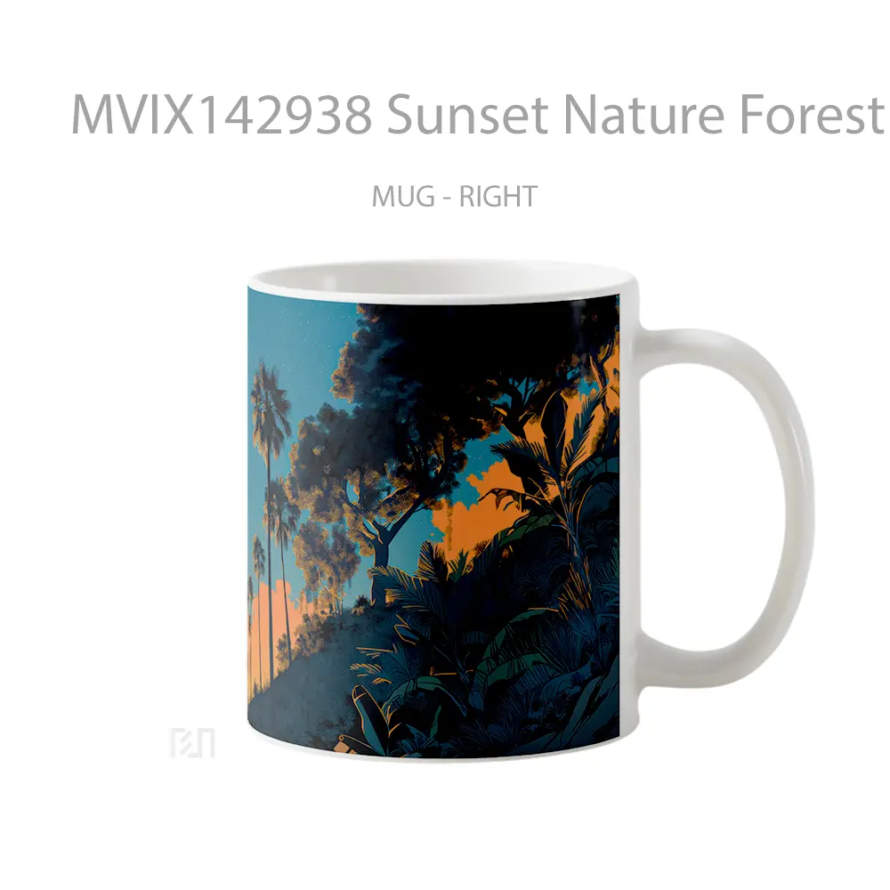 Mug Sunset Nature Forest Scenery Digital Art Gelas Pemandangan Alam - All-side / Desain