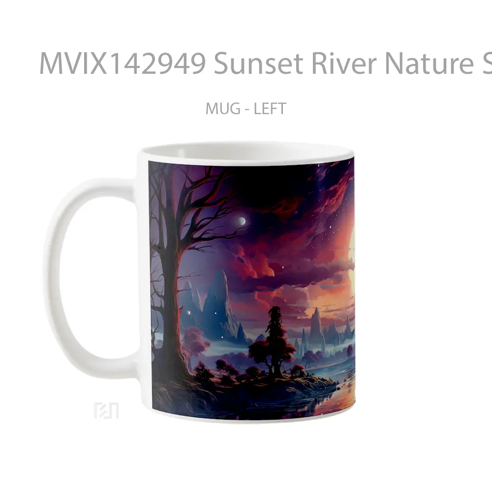 Mug Sunset River Nature Scenery Gelas Pemandangan Alam - All-side / Desain