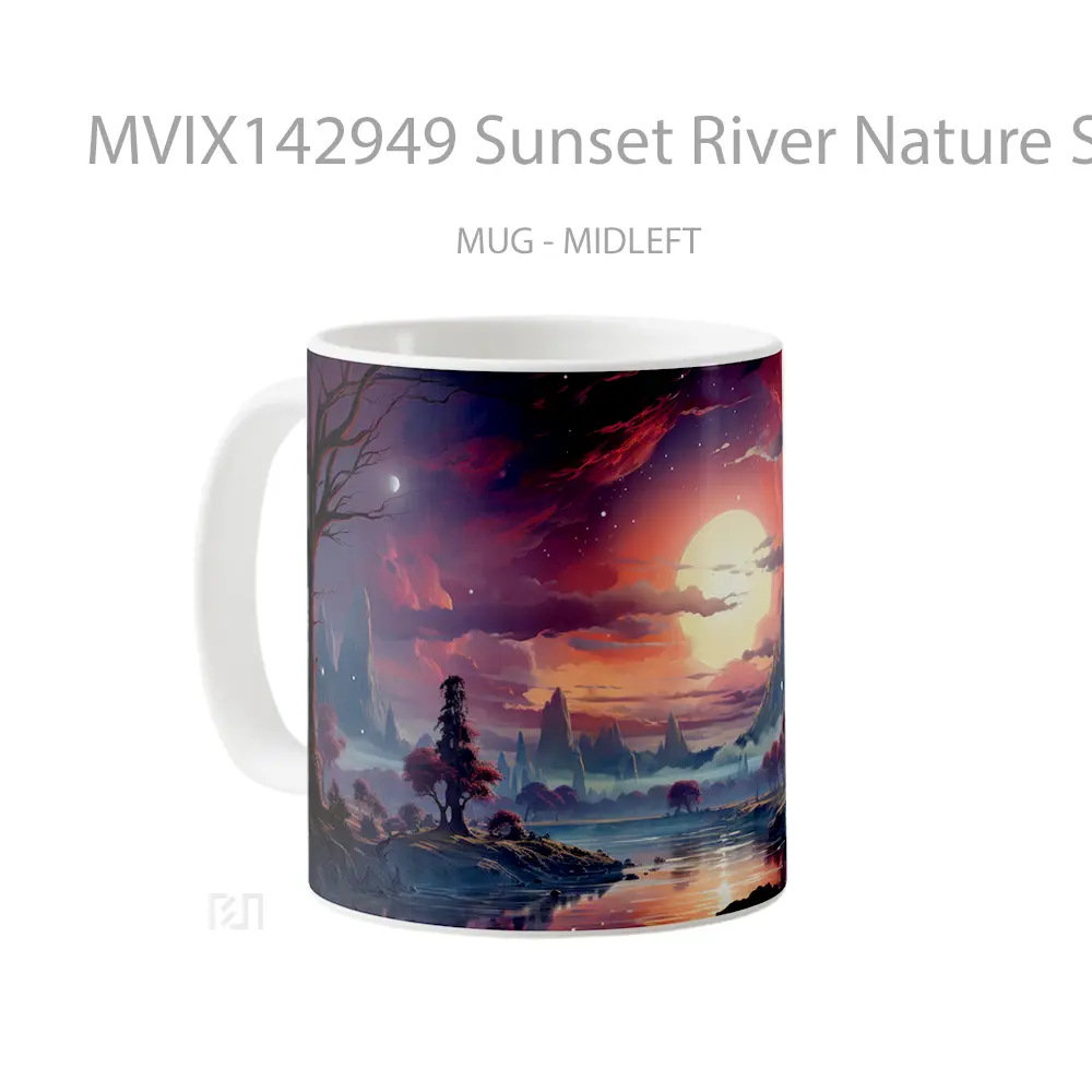 Mug Sunset River Nature Scenery Gelas Pemandangan Alam - All-side / Desain