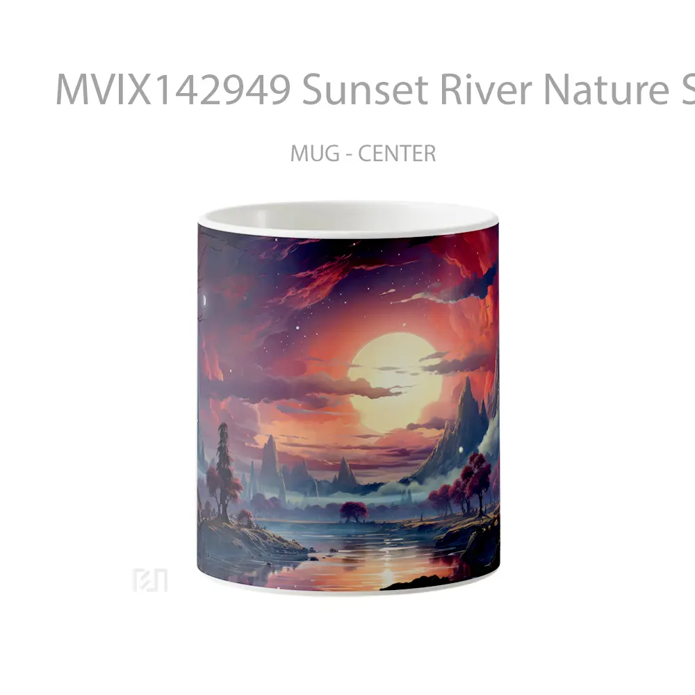 Mug Sunset River Nature Scenery Gelas Pemandangan Alam