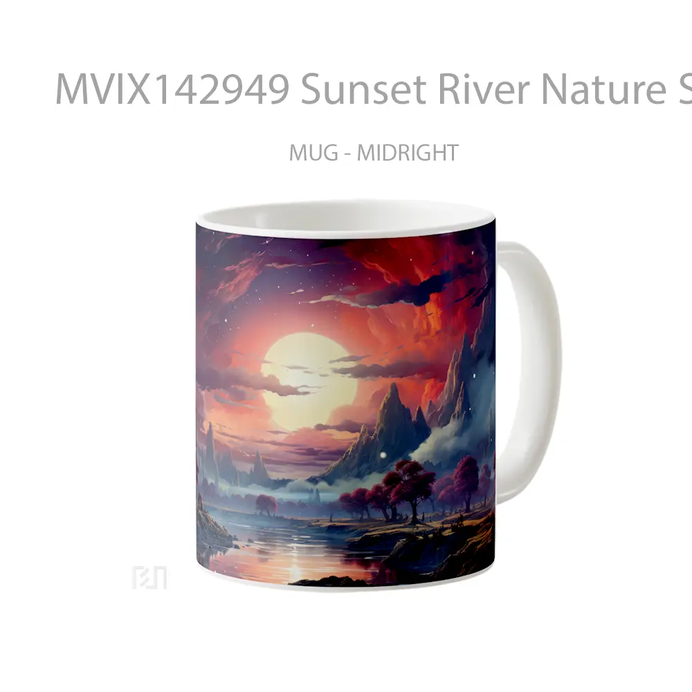 Mug Sunset River Nature Scenery Gelas Pemandangan Alam - All-side / Desain