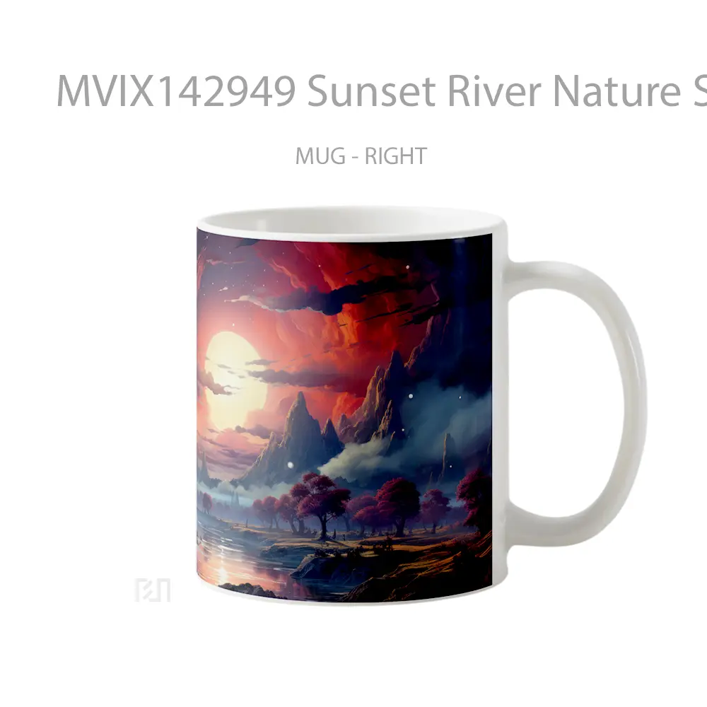 Mug Sunset River Nature Scenery Gelas Pemandangan Alam - All-side / Desain