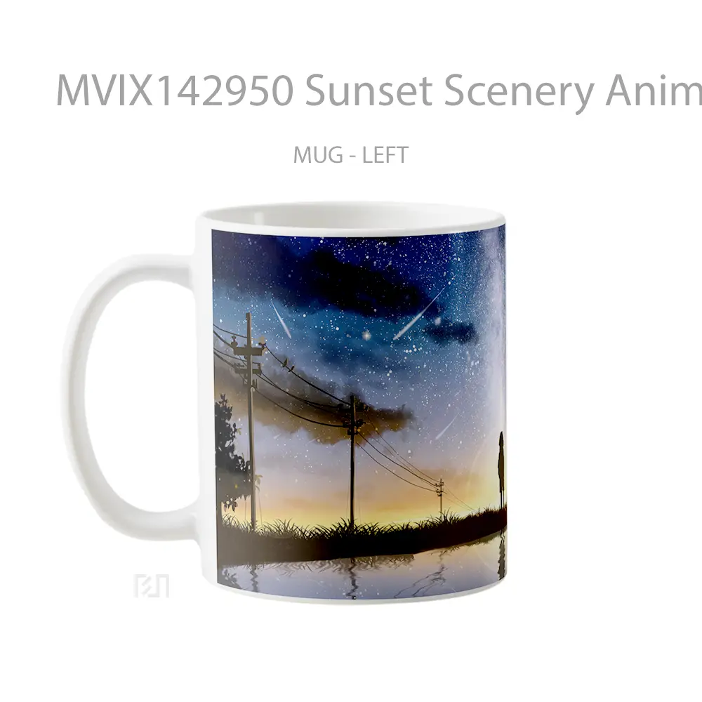 Mug Sunset Scenery Anime Art Silhouette Cangkir Anime - All-side / Desain