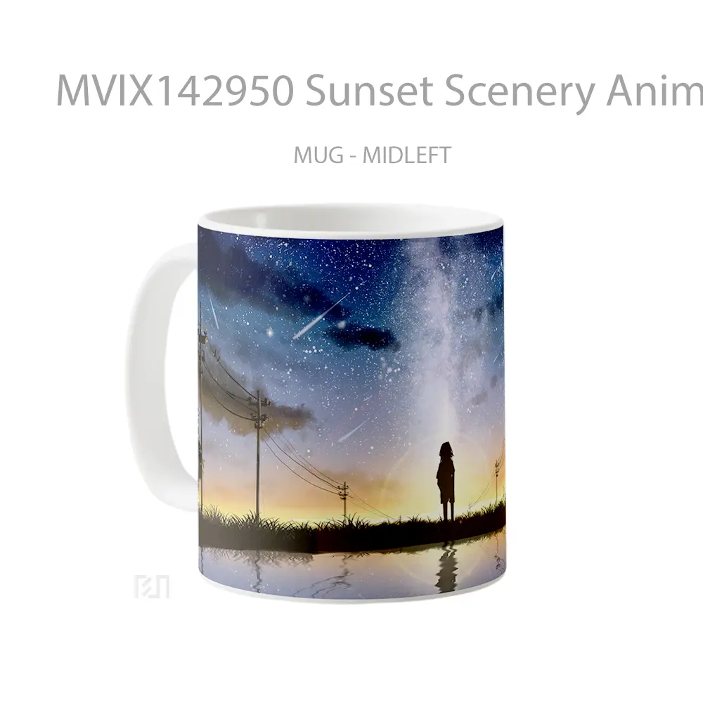 Mug Sunset Scenery Anime Art Silhouette Cangkir Anime - All-side / Desain