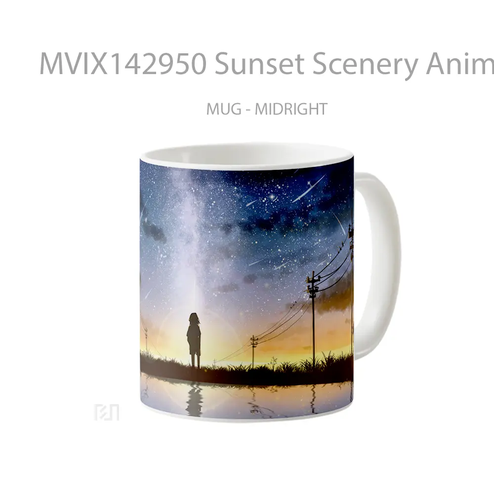 Mug Sunset Scenery Anime Art Silhouette Cangkir Anime - All-side / Desain