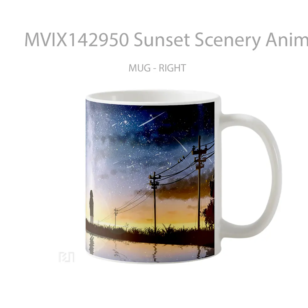 Mug Sunset Scenery Anime Art Silhouette Cangkir Anime - All-side / Desain