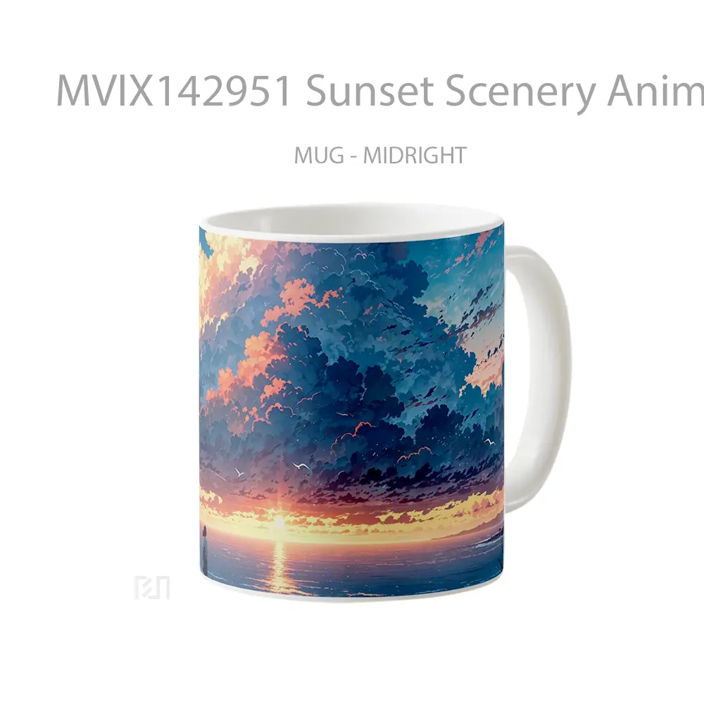 Mug Sunset Scenery Anime Girl Ocean Sky Clouds Cangkir Anime - All-side / Desain