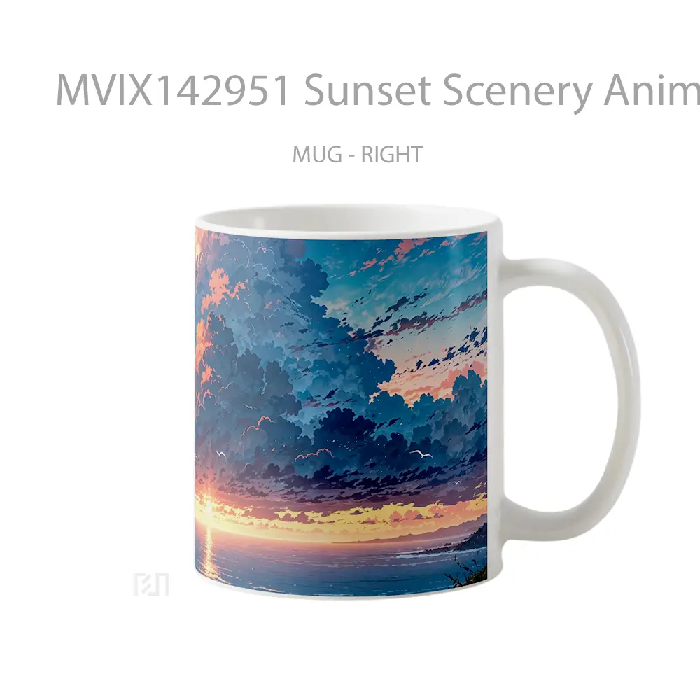 Mug Sunset Scenery Anime Girl Ocean Sky Clouds Cangkir Anime - All-side / Desain