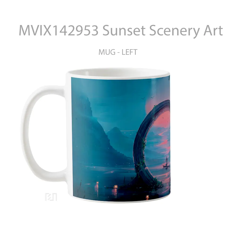Mug Sunset Scenery Art Gelas Pemandangan Alam - All-side / Desain