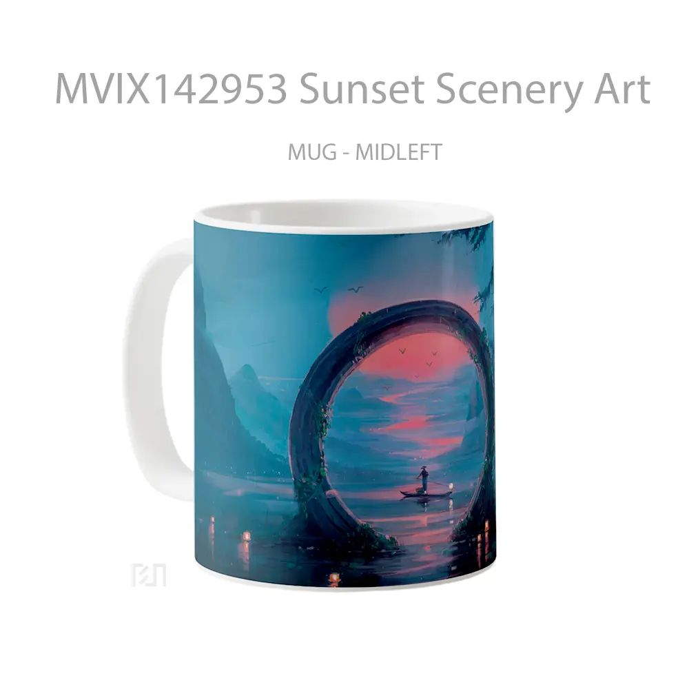 Mug Sunset Scenery Art Gelas Pemandangan Alam - All-side / Desain