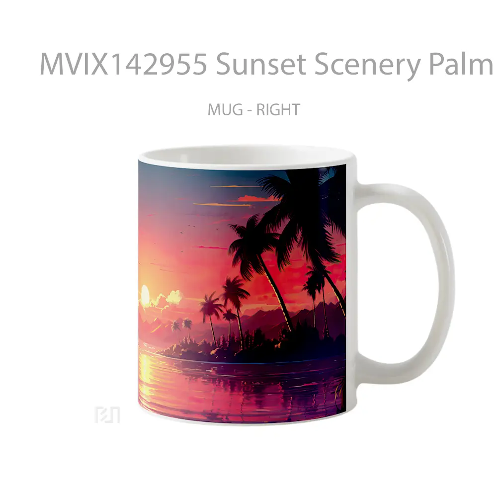Mug Sunset Scenery Palm Trees Digital Art Gelas Pemandangan Alam - All-side / Desain
