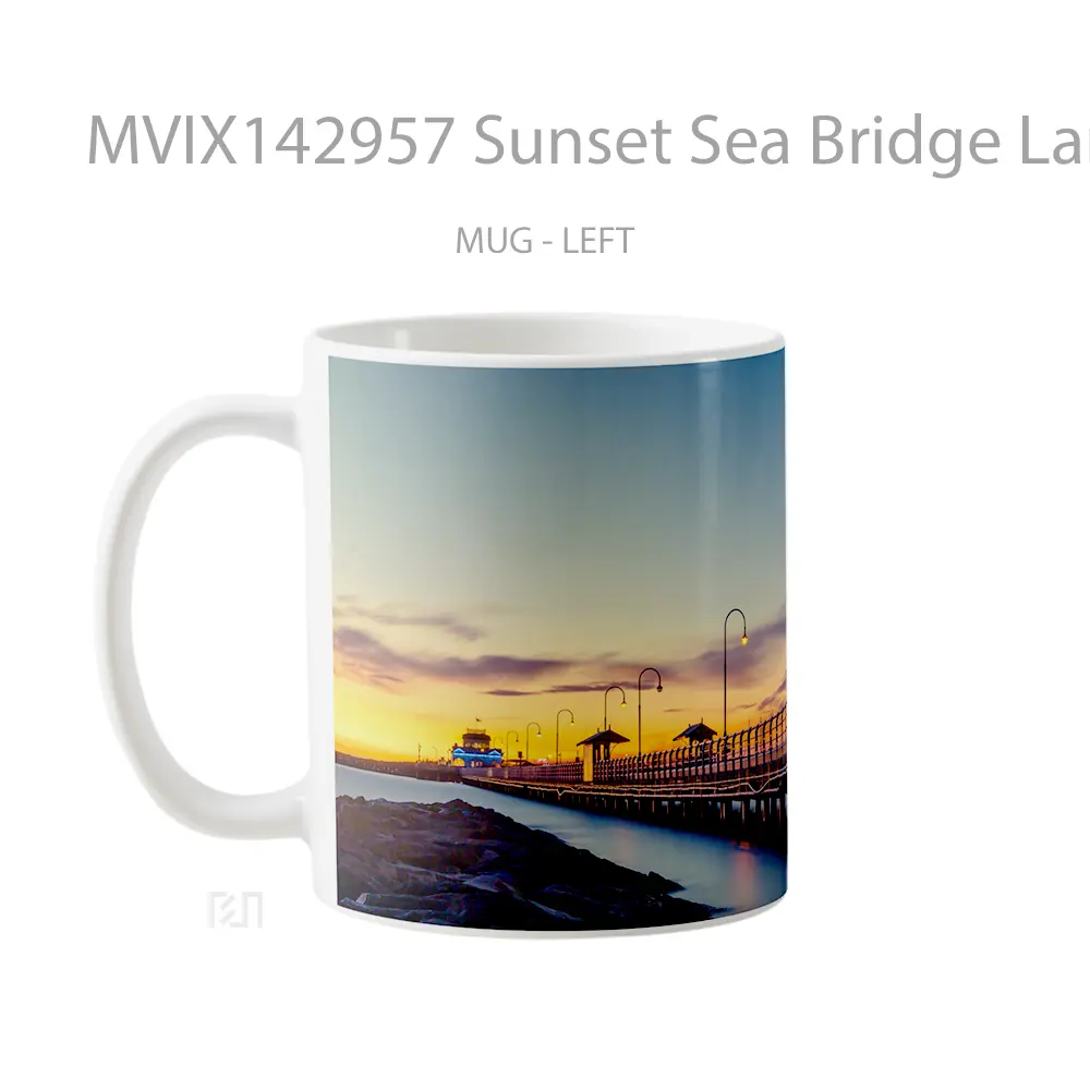 Mug Sunset Sea Bridge Landscape Scenery Gelas Pemandangan Alam - All-side / Desain