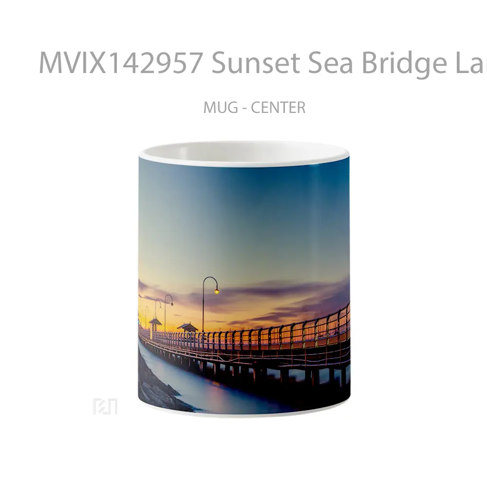 Mug Sunset Sea Bridge Landscape Scenery Gelas Pemandangan Alam