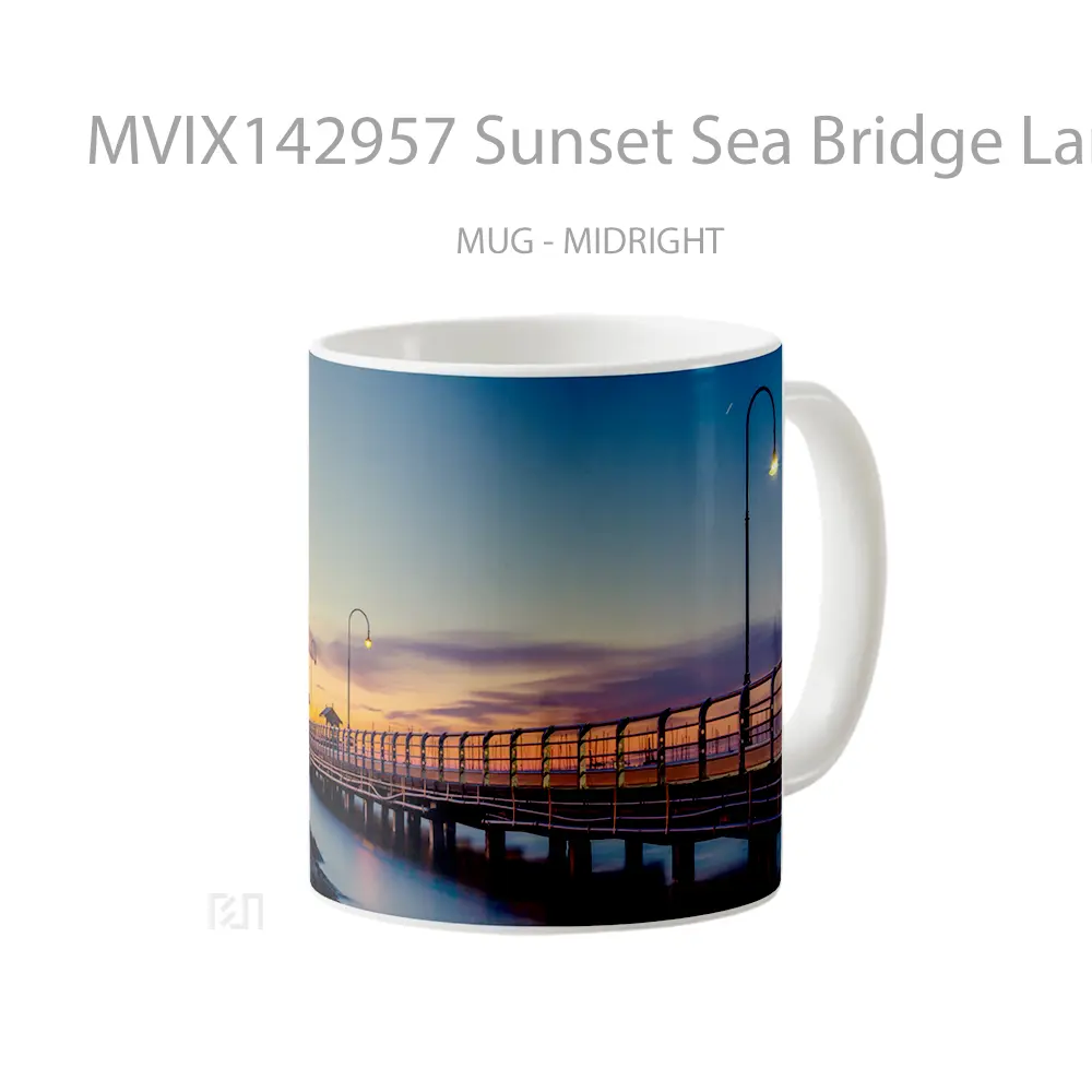 Mug Sunset Sea Bridge Landscape Scenery Gelas Pemandangan Alam - All-side / Desain