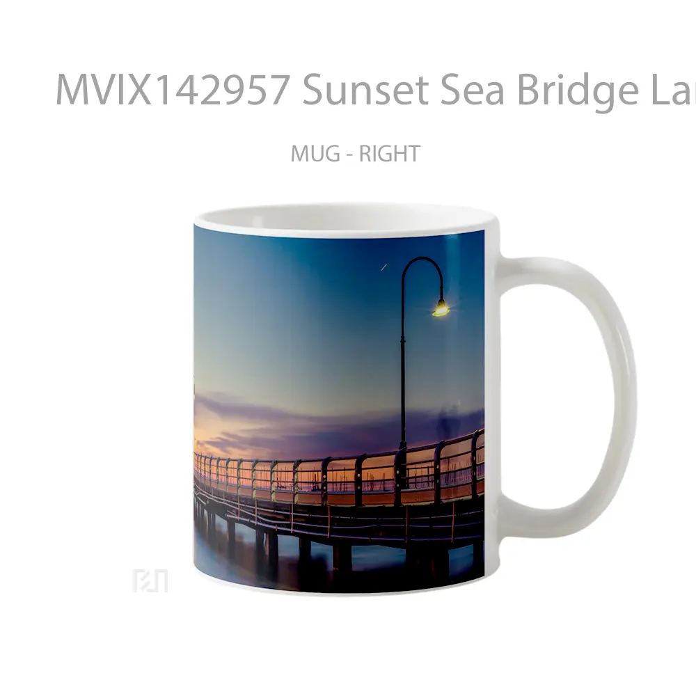 Mug Sunset Sea Bridge Landscape Scenery Gelas Pemandangan Alam - All-side / Desain