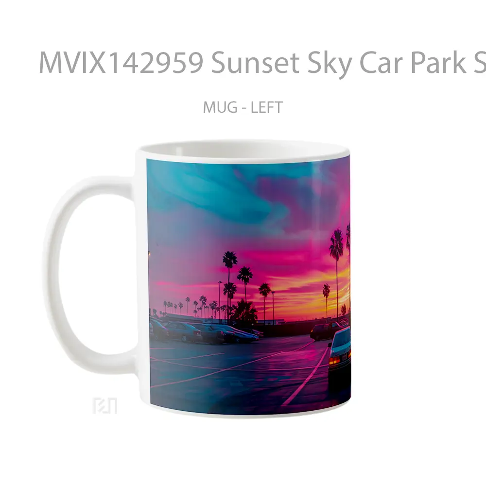 Mug Sunset Sky Car Park Scenery Gelas Pemandangan Alam - All-side / Desain