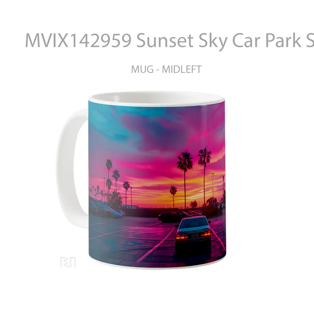 Mug Sunset Sky Car Park Scenery Gelas Pemandangan Alam - All-side / Desain