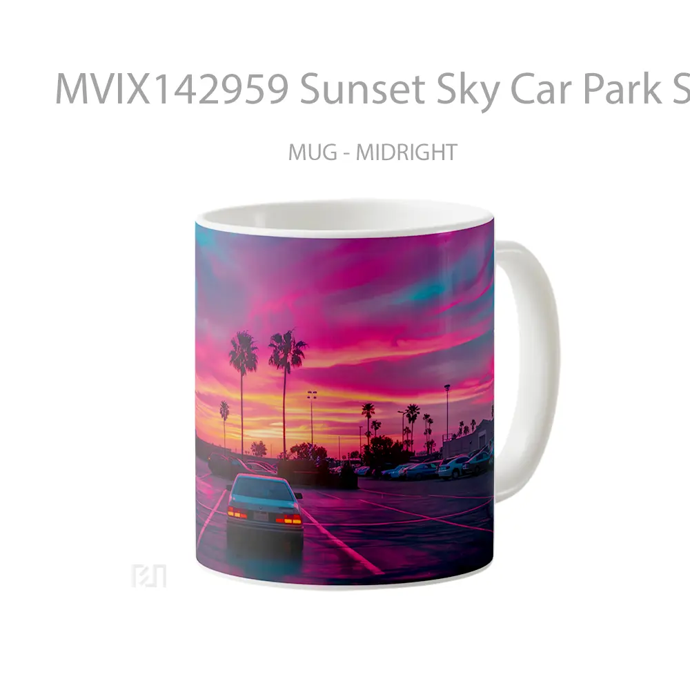 Mug Sunset Sky Car Park Scenery Gelas Pemandangan Alam - All-side / Desain
