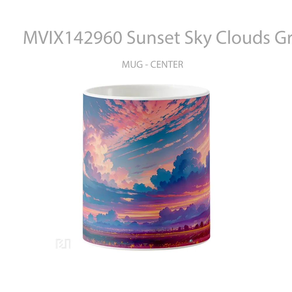Mug Sunset Sky Clouds Grassland Scenery Anime Cangkir Anime