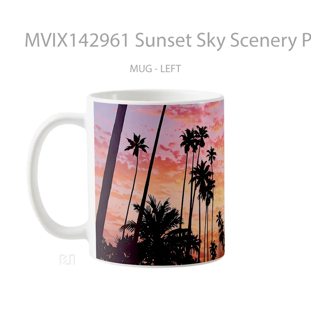 Mug Sunset Sky Scenery Palm Tree Gelas Pemandangan Alam - All-side / Desain