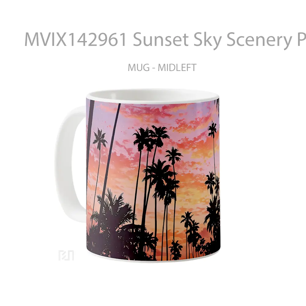 Mug Sunset Sky Scenery Palm Tree Gelas Pemandangan Alam - All-side / Desain