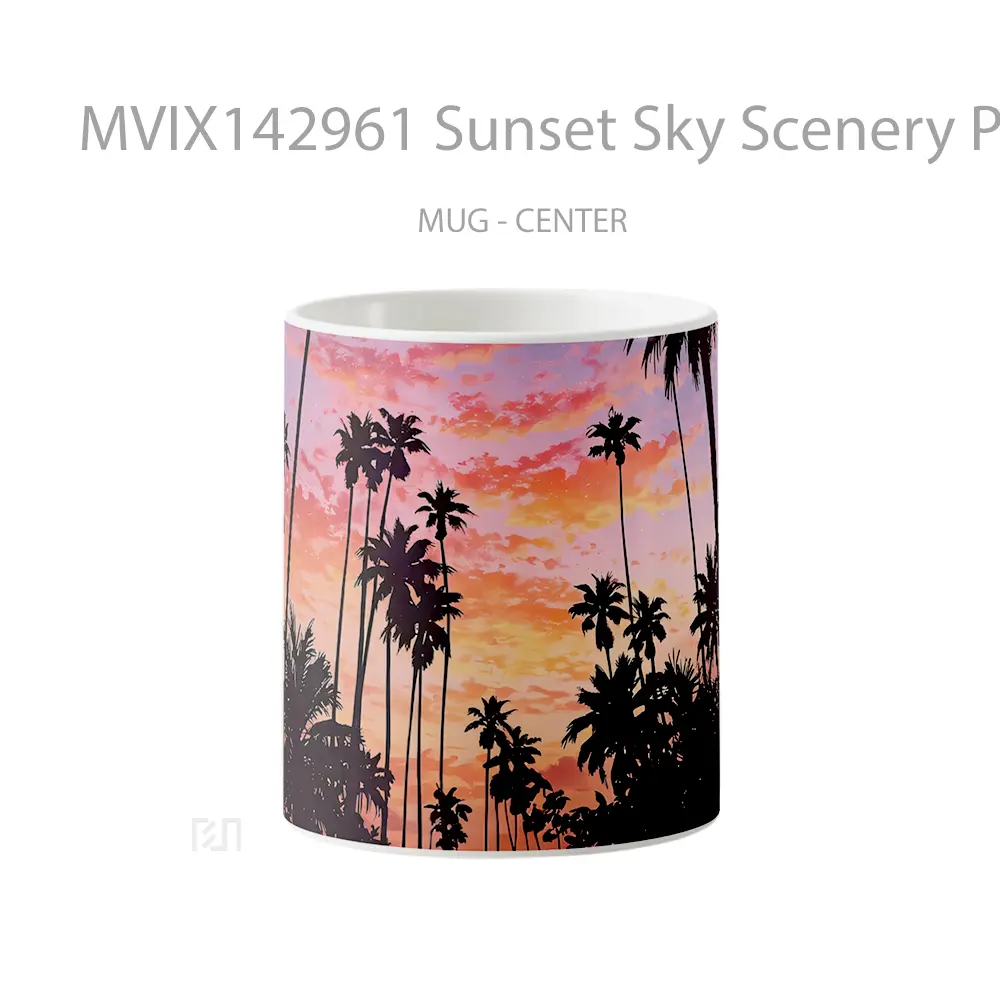 Mug Sunset Sky Scenery Palm Tree Gelas Pemandangan Alam