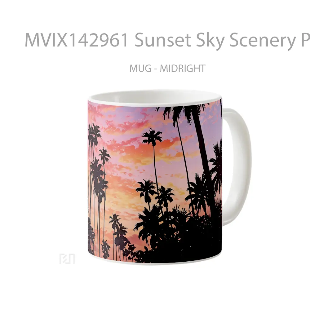 Mug Sunset Sky Scenery Palm Tree Gelas Pemandangan Alam - All-side / Desain