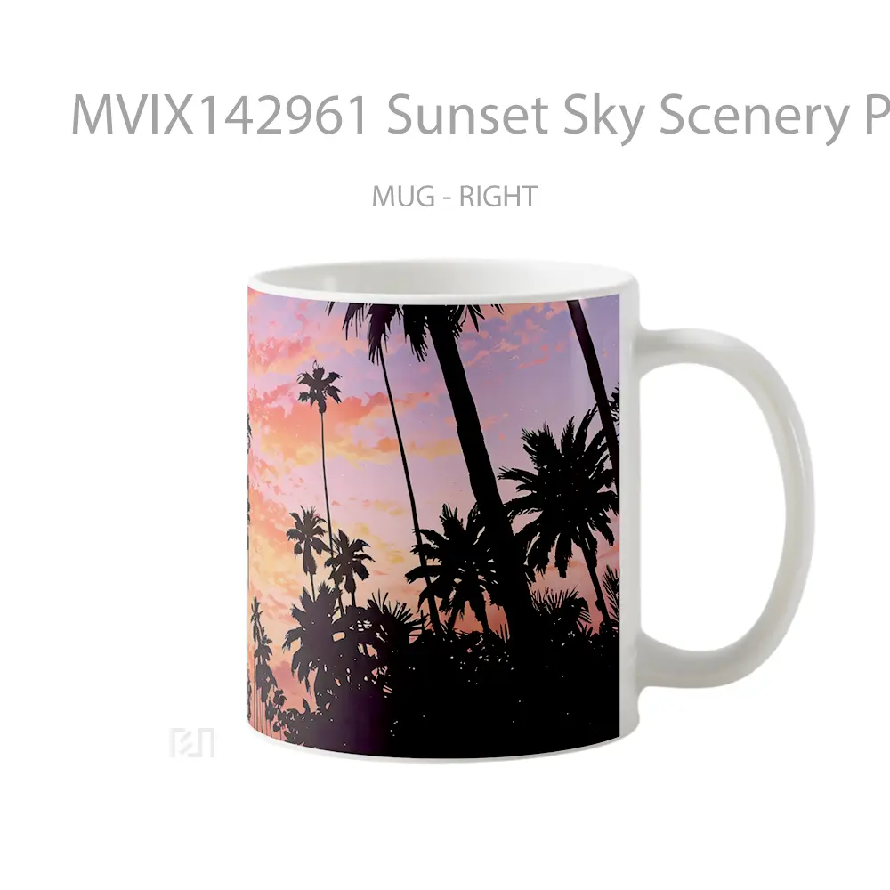 Mug Sunset Sky Scenery Palm Tree Gelas Pemandangan Alam - All-side / Desain