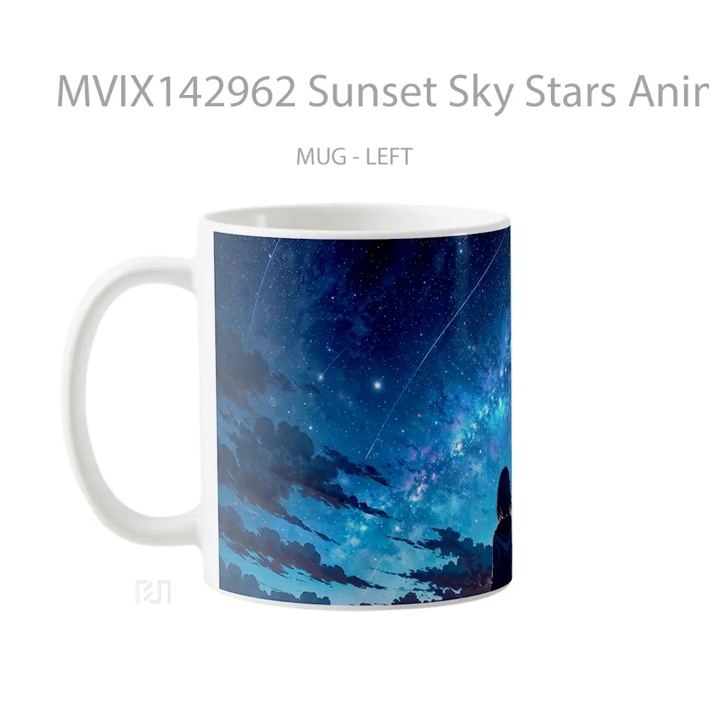 Mug Sunset Sky Stars Anime Girl Cangkir Anime - All-side / Desain