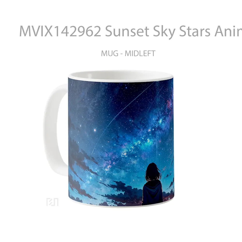 Mug Sunset Sky Stars Anime Girl Cangkir Anime - All-side / Desain