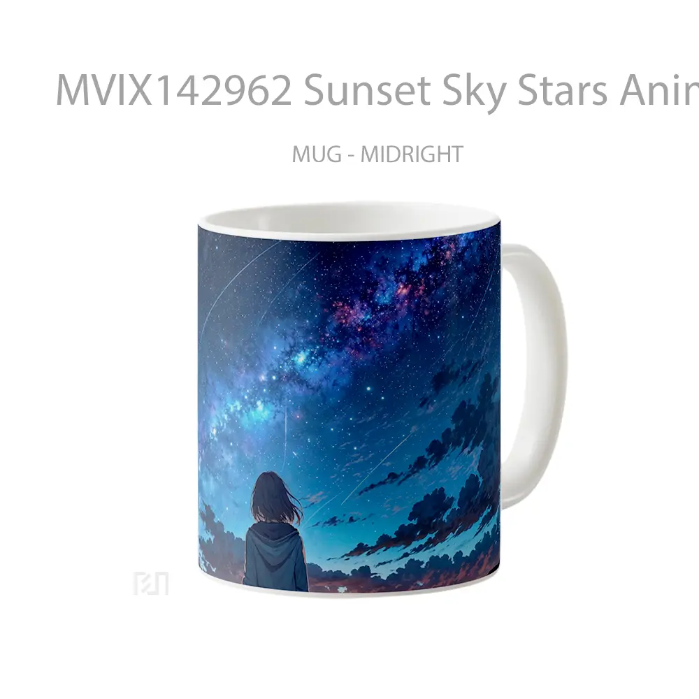 Mug Sunset Sky Stars Anime Girl Cangkir Anime - All-side / Desain