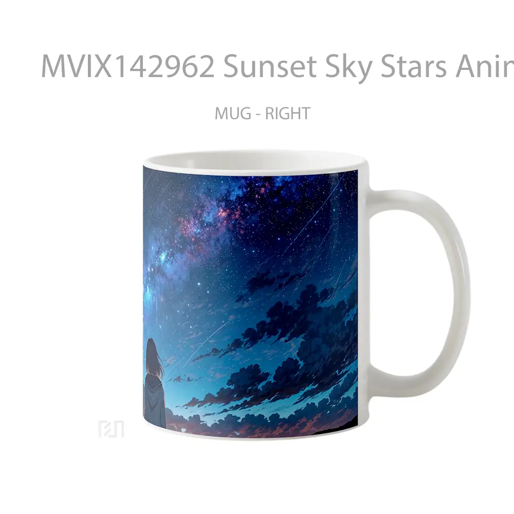 Mug Sunset Sky Stars Anime Girl Cangkir Anime - All-side / Desain