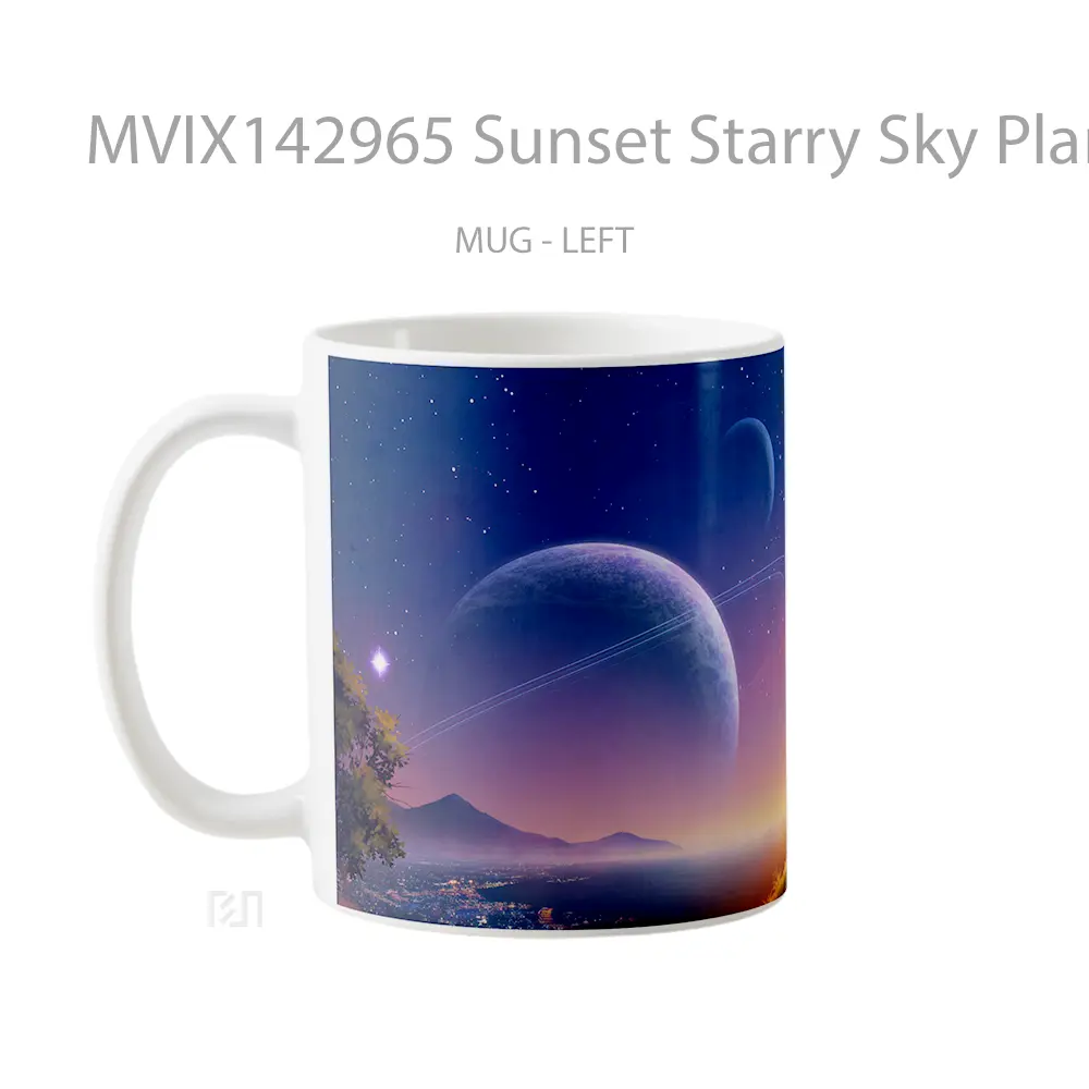 Mug Sunset Starry Sky Planet Scenery Gelas Pemandangan Alam - All-side / Desain