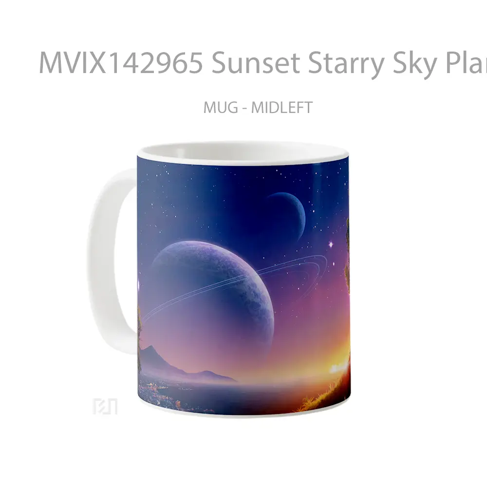 Mug Sunset Starry Sky Planet Scenery Gelas Pemandangan Alam - All-side / Desain