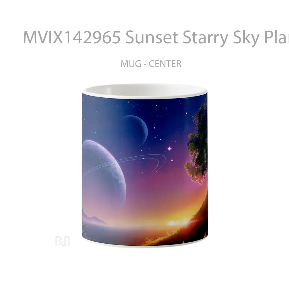 Mug Sunset Starry Sky Planet Scenery Gelas Pemandangan Alam