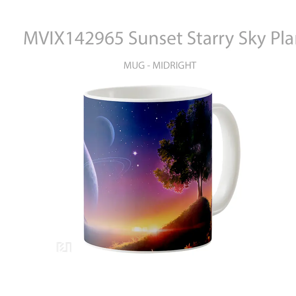 Mug Sunset Starry Sky Planet Scenery Gelas Pemandangan Alam - All-side / Desain