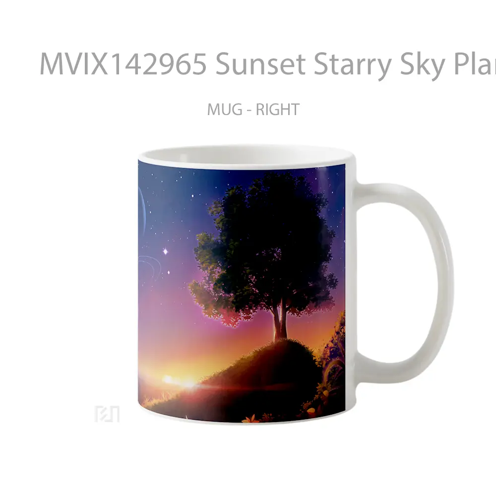 Mug Sunset Starry Sky Planet Scenery Gelas Pemandangan Alam - All-side / Desain