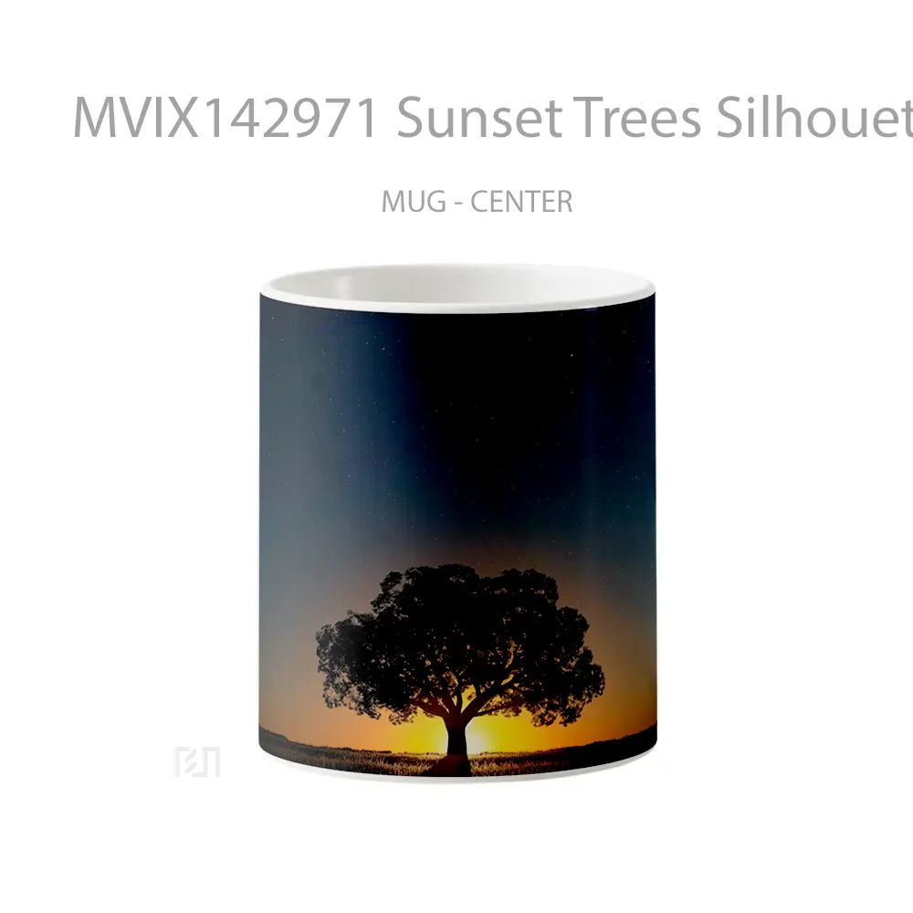Mug Sunset Trees Silhouette Landscape Scenery Gelas Pemandangan Alam