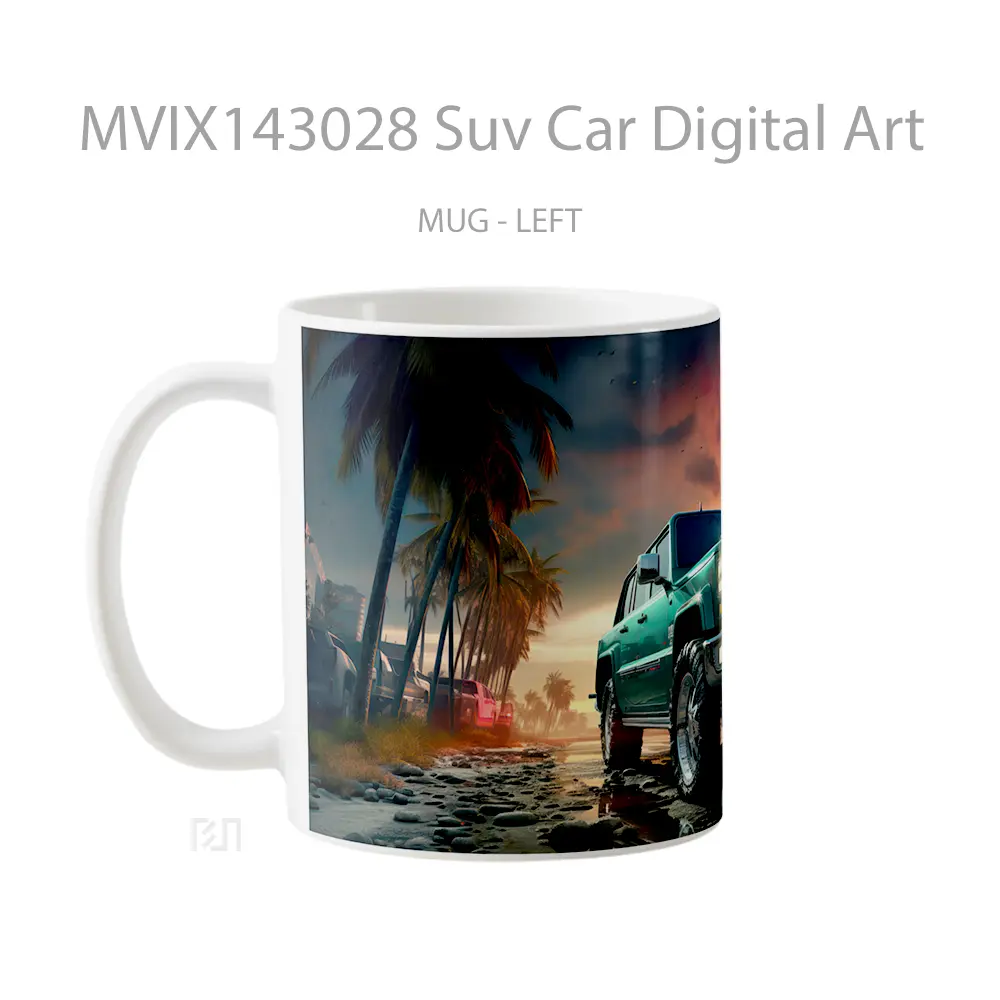 Mug Suv Car Digital Art Gelas Keramik Unik - All-side / Desain