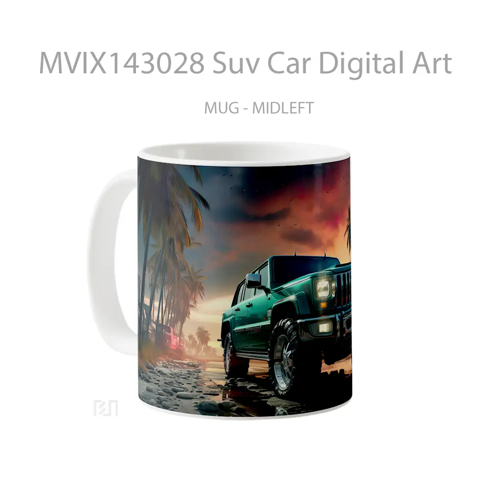Mug Suv Car Digital Art Gelas Keramik Unik - All-side / Desain