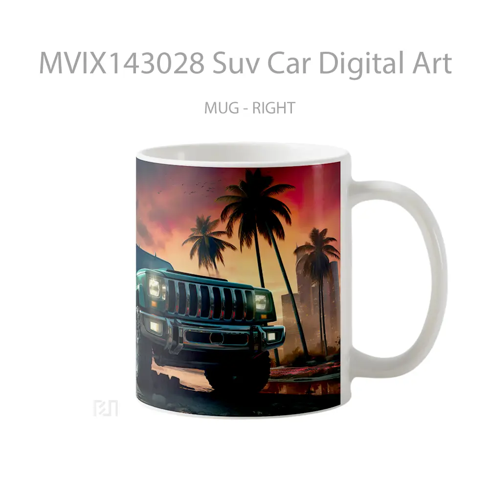 Mug Suv Car Digital Art Gelas Keramik Unik - All-side / Desain