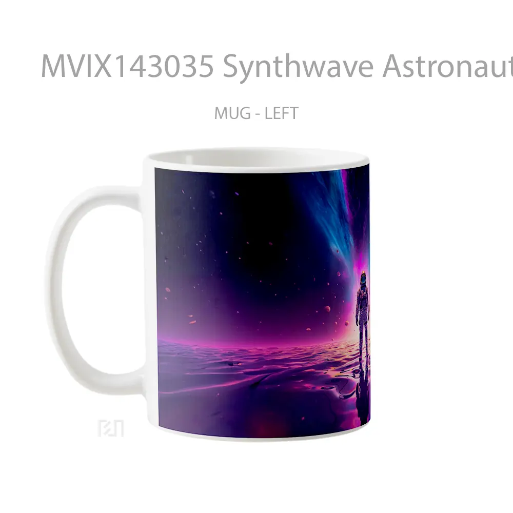 Mug Synthwave Astronaut Digital Art Gelas Keramik Unik - All-side / Desain