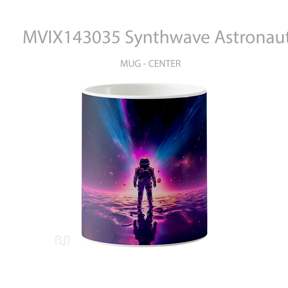Mug Synthwave Astronaut Digital Art Gelas Keramik Unik