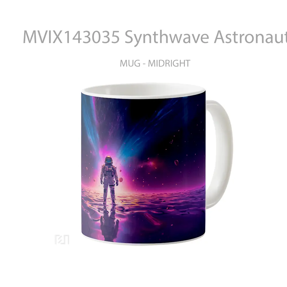 Mug Synthwave Astronaut Digital Art Gelas Keramik Unik - All-side / Desain