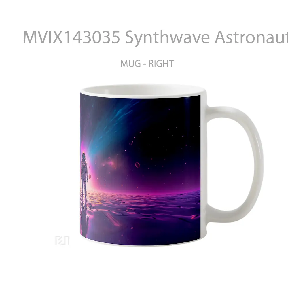 Mug Synthwave Astronaut Digital Art Gelas Keramik Unik - All-side / Desain