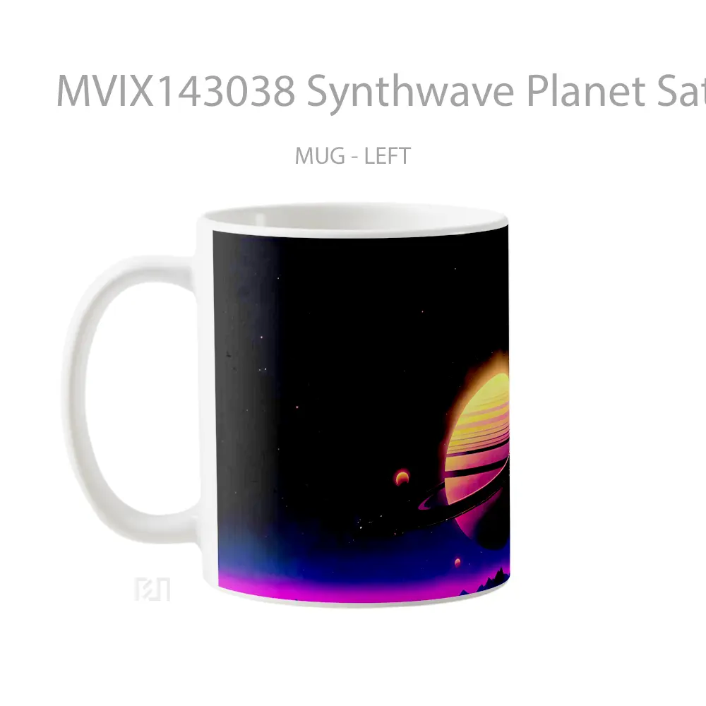 Mug Synthwave Planet Saturn Digital Art Gelas Keramik Unik - All-side / Desain