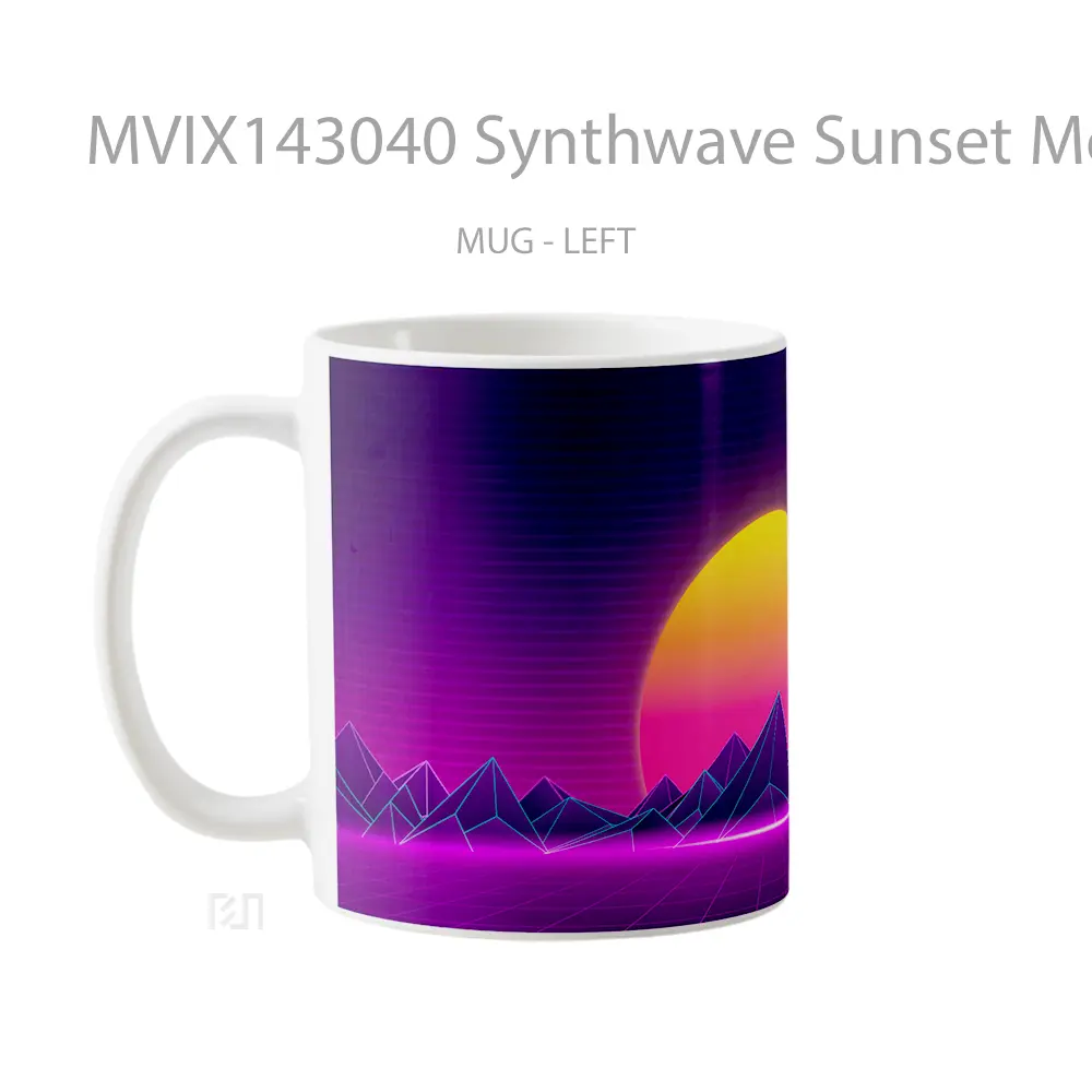 Mug Synthwave Sunset Montain Digital Art Gelas Pemandangan Alam - All-side / Desain