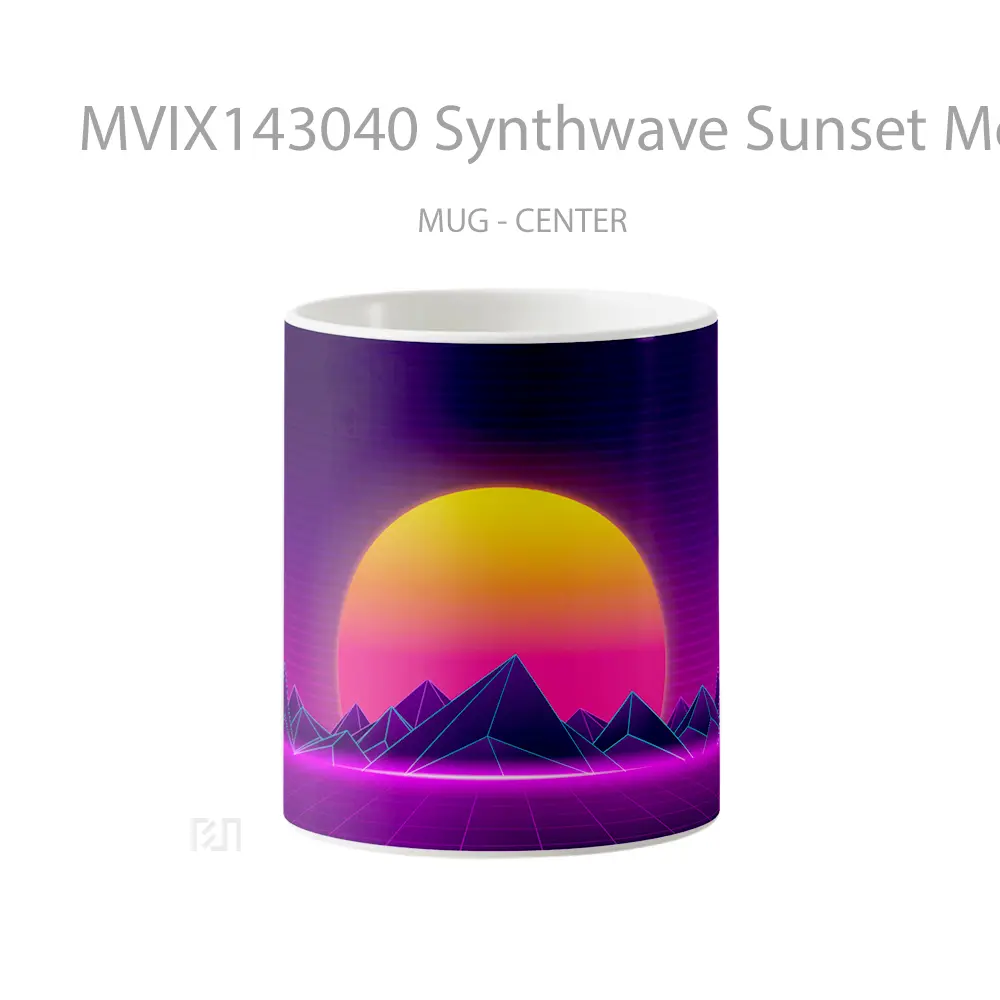 Mug Synthwave Sunset Montain Digital Art Gelas Pemandangan Alam